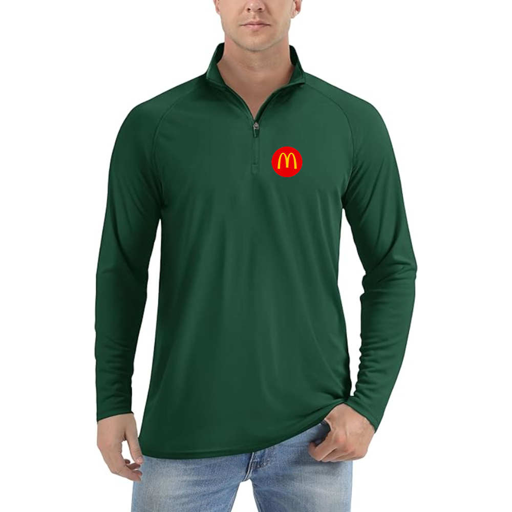 Men's McDonalds  Logo Lightweight Quarter-Zip Athletic Shirt Long Sleeve Performance Wear