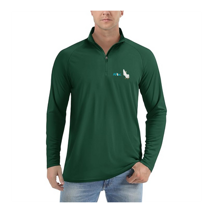 Men's Aflac Logo and Duck Lightweight Quarter-Zip Athletic Shirt Long Sleeve Performance Wear