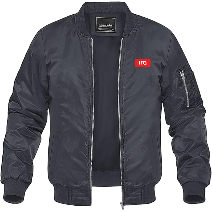 Men's IRA Logo Lightweight Bomber Jacket Windbreaker Softshell Varsity Jacket Coat