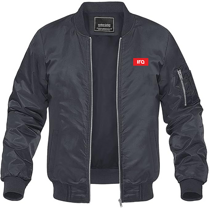 Men's IRA Logo Lightweight Bomber Jacket Windbreaker Softshell Varsity Jacket Coat
