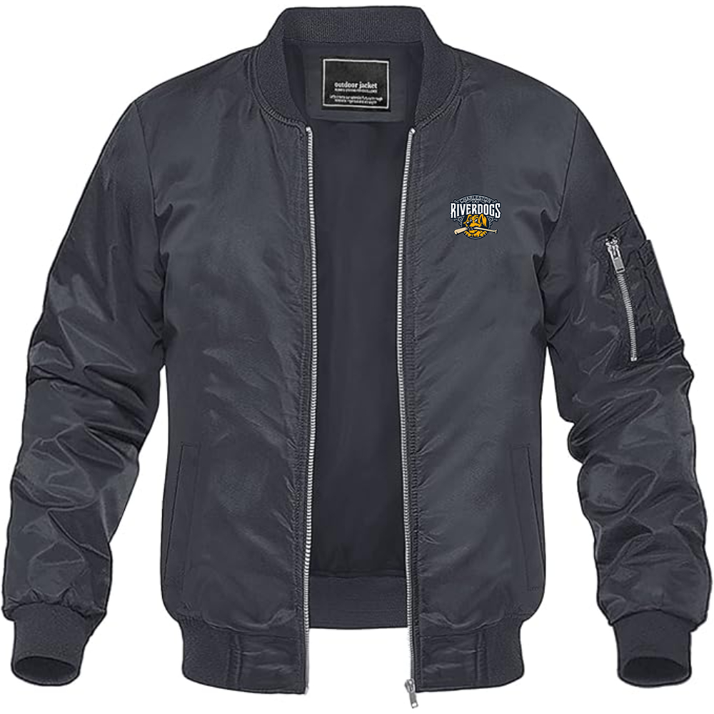 Men's Charleston RiverDogs Logo Lightweight Bomber Jacket Windbreaker Softshell Varsity Jacket Coat
