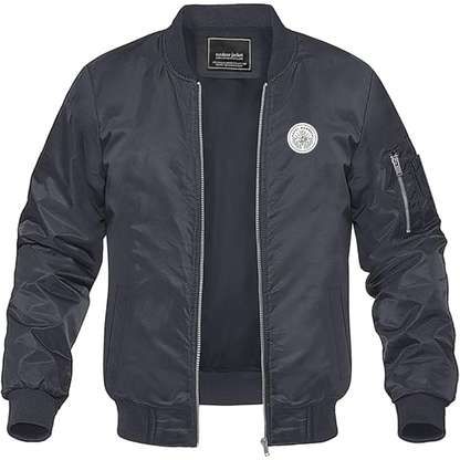 Men's Happy Mammoth Logo Lightweight Bomber Jacket Windbreaker Softshell Varsity Jacket Coat