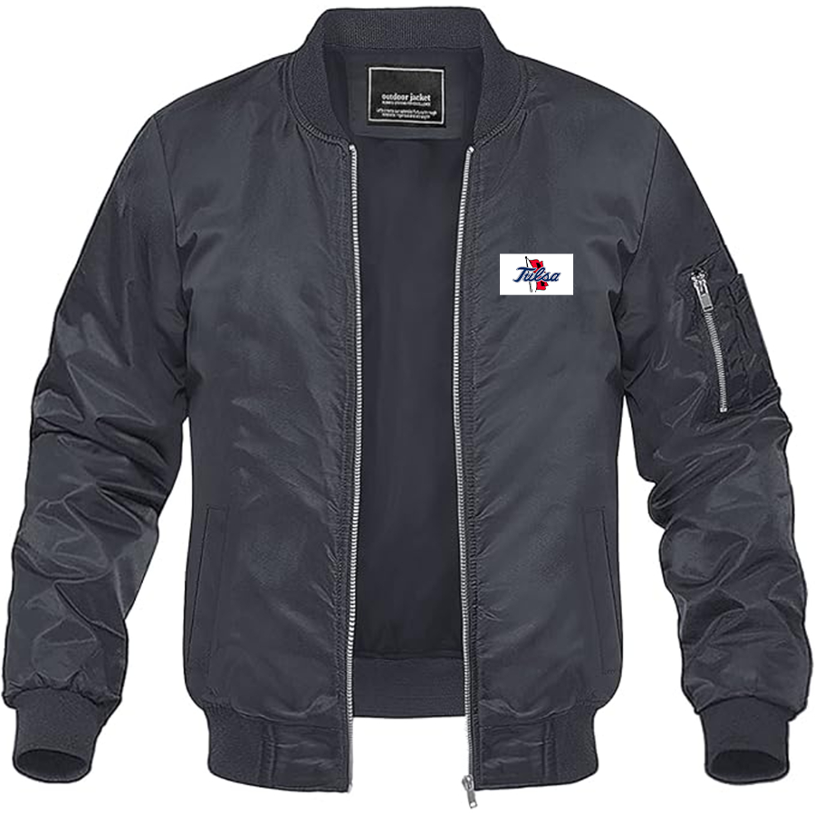 Men's Tulsa Golden Hurricane Logo Lightweight Bomber Jacket Windbreaker Softshell Varsity Jacket Coat