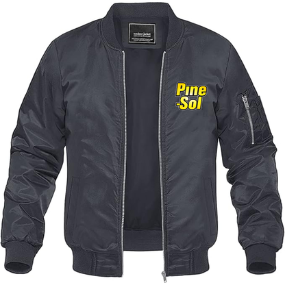 Men's Pine Sol Logo Lightweight Bomber Jacket Windbreaker Softshell Varsity Jacket Coat (Copy)
