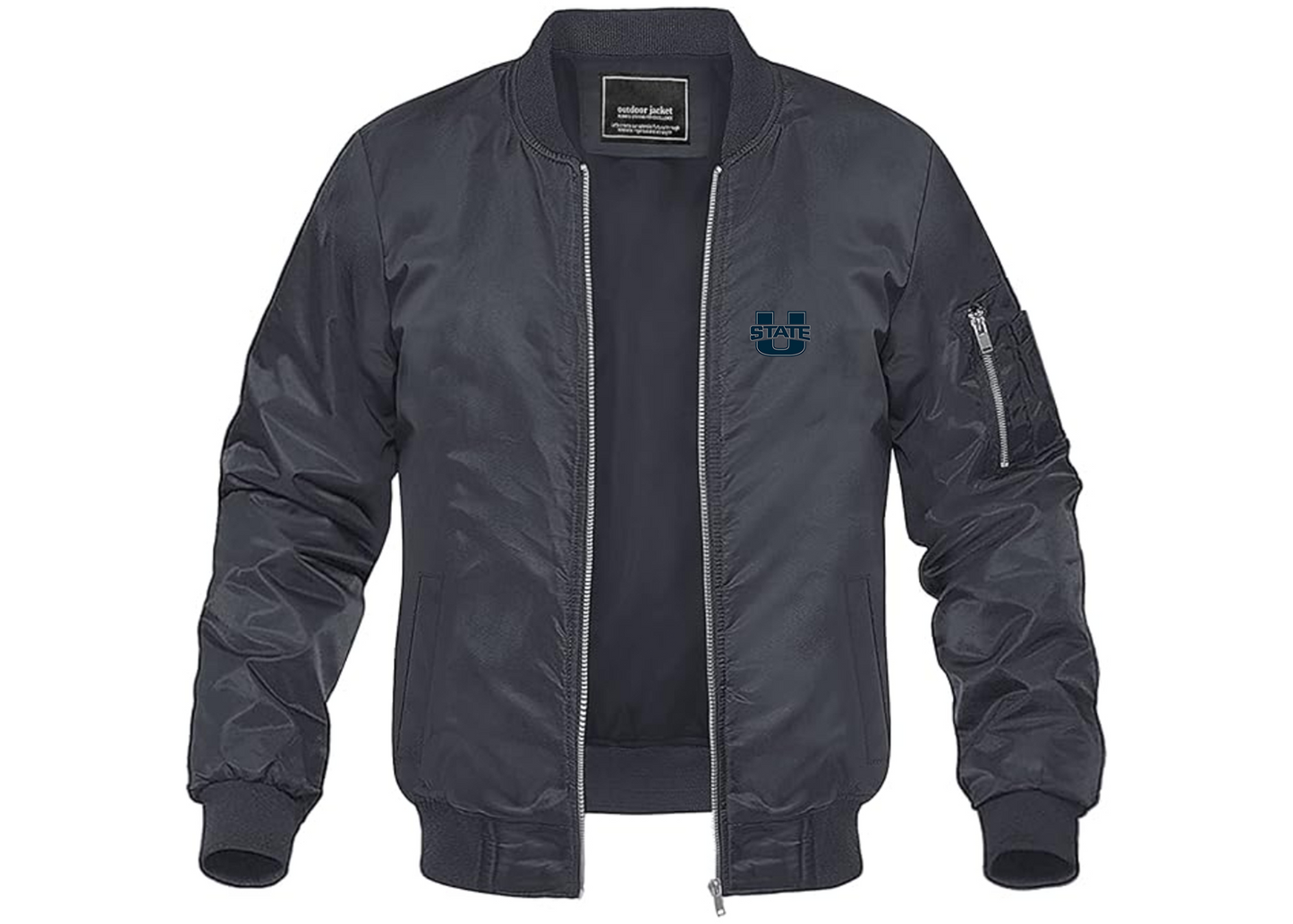 Men's Utah State Aggies Lightweight Bomber Jacket Windbreaker Softshell Varsity Jacket Coat