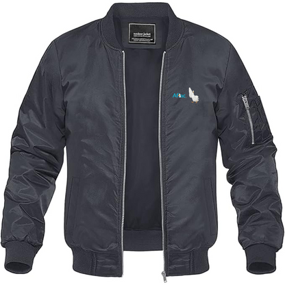 Men's Aflac Logo and Duck Lightweight Bomber Jacket Windbreaker Softshell Varsity Jacket Coat