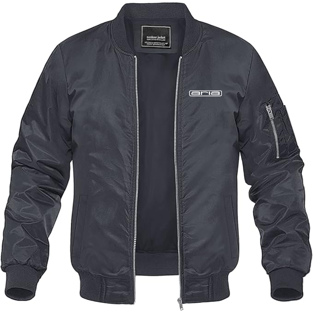 Men's Aria  Logo Lightweight Bomber Jacket Windbreaker Softshell Varsity Jacket Coat