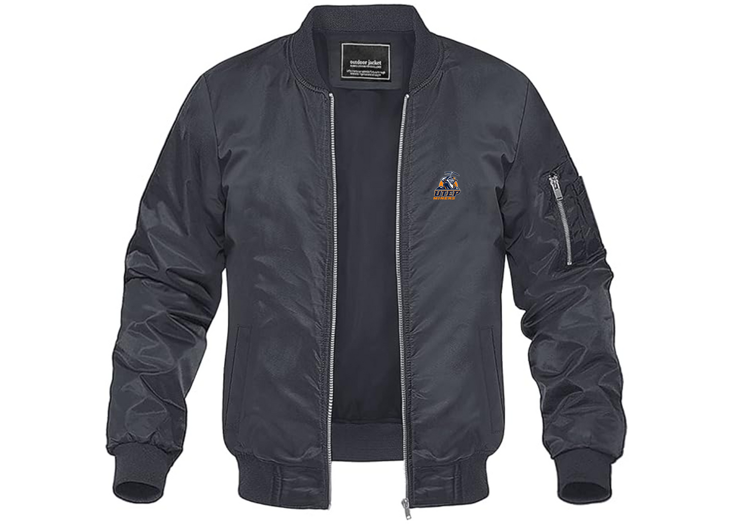 Men's UTEP Miners Lightweight Bomber Jacket Windbreaker Softshell Varsity Jacket Coat