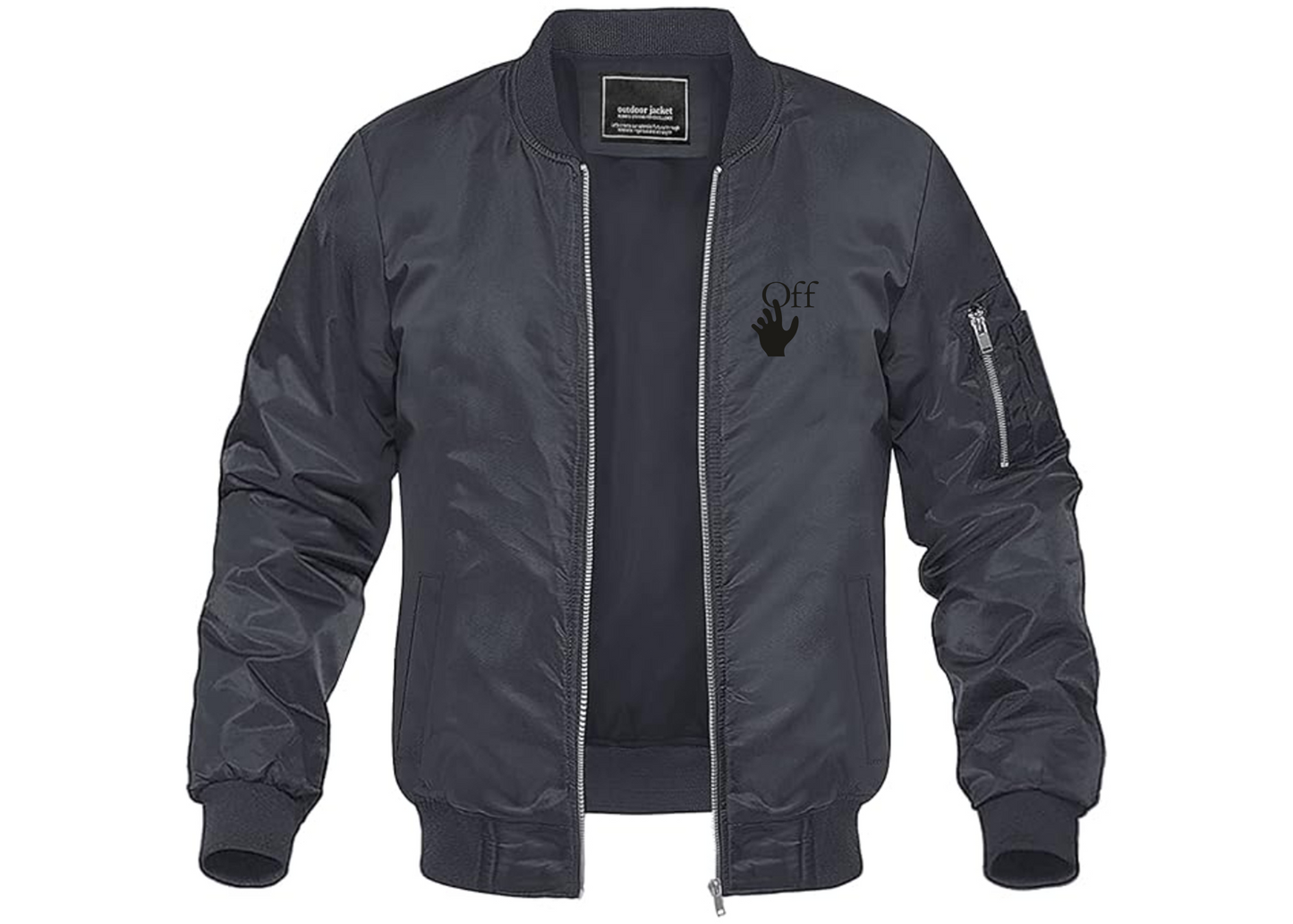 Men's Off-White Hand Lightweight Bomber Jacket Windbreaker Softshell Varsity Jacket Coat