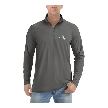 Men's Aflac Logo and Duck Lightweight Quarter-Zip Athletic Shirt Long Sleeve Performance Wear