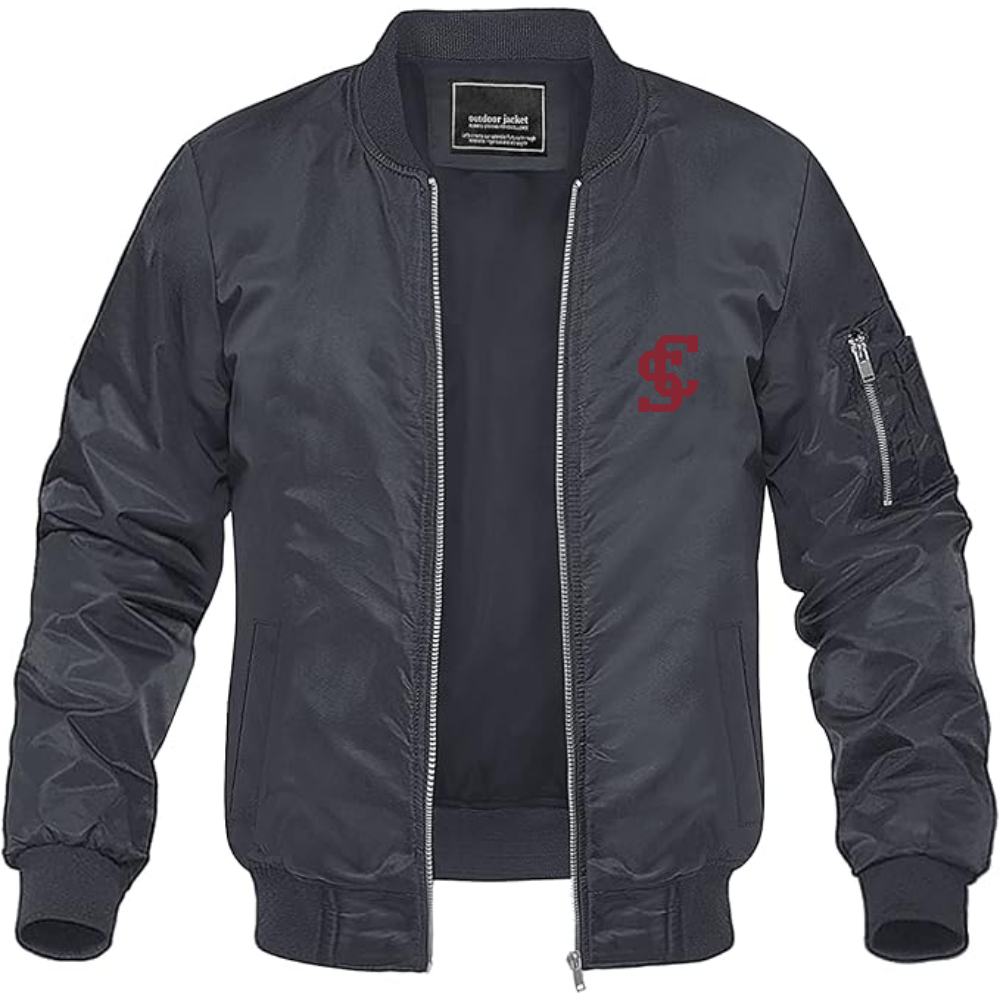 Men's Santa Clara Broncos Logo Lightweight Bomber Jacket Windbreaker Softshell Varsity Jacket Coat
