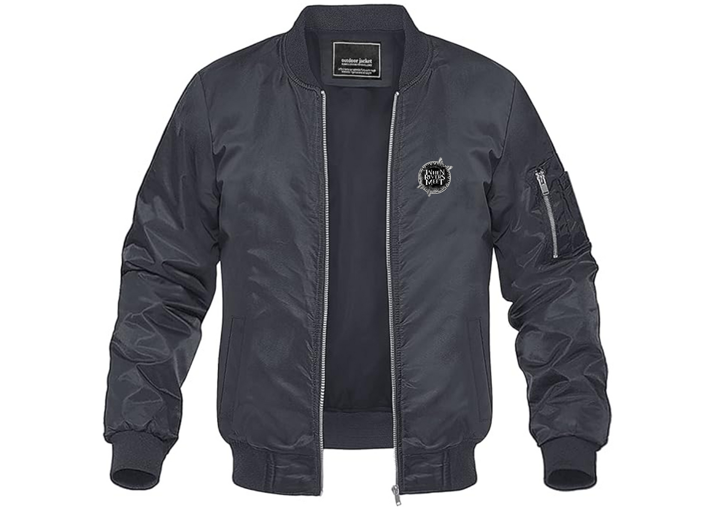 Men's When Rivers Meet Lightweight Bomber Jacket Windbreaker Softshell Varsity Jacket Coat