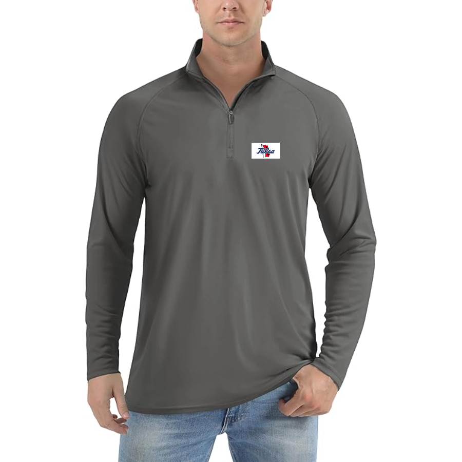 Men's Tulsa Golden Hurricane Logo Lightweight Quarter-Zip Athletic Shirt Long Sleeve Performance Wear