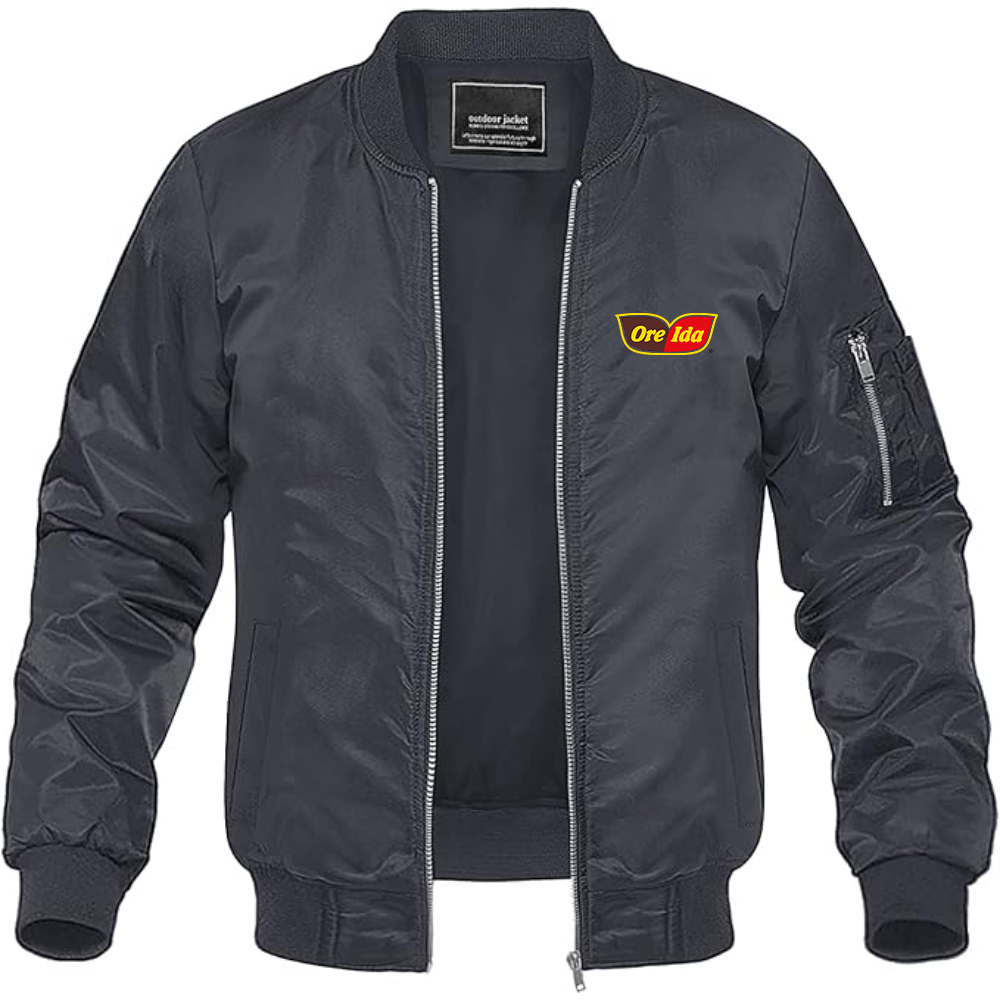Men's Ore Ida Logo Lightweight Bomber Jacket Windbreaker Softshell Varsity Jacket Coat