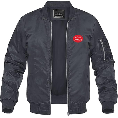 Men's Post Office Logo Lightweight Bomber Jacket Windbreaker Softshell Varsity Jacket Coat