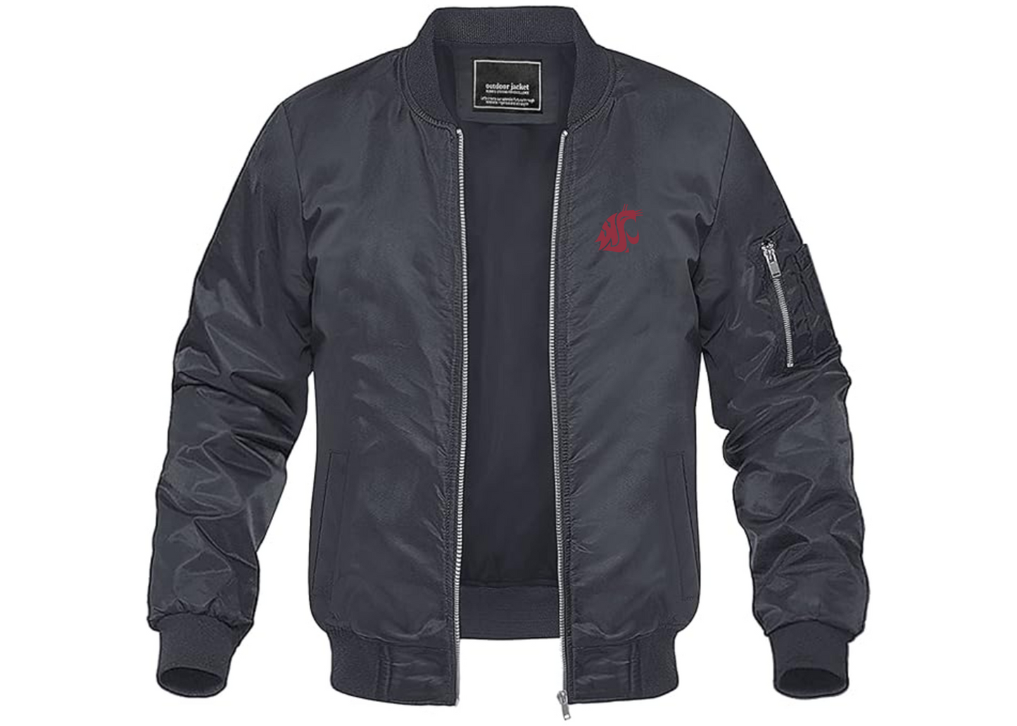 Men's Washington State Cougars Lightweight Bomber Jacket Windbreaker Softshell Varsity Jacket Coat