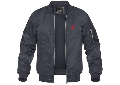 Men's Washington State Cougars Lightweight Bomber Jacket Windbreaker Softshell Varsity Jacket Coat