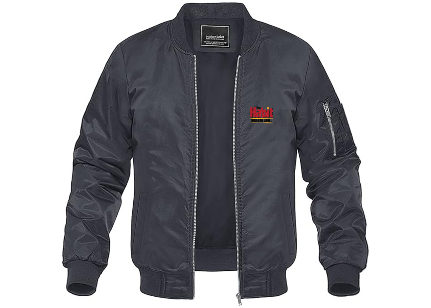 Men's The Habit Burger Grill Lightweight Bomber Jacket Windbreaker Softshell Varsity Jacket Coat