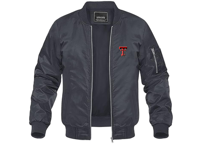 Men's Texas Tech Red Raiders Lightweight Bomber Jacket Windbreaker Softshell Varsity Jacket Coat