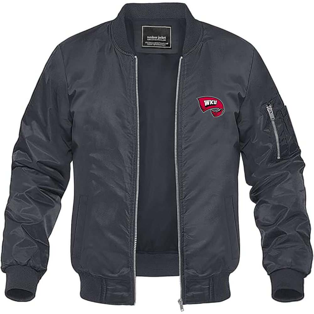 Men's Western Kentucky Hilltoppers Logo Lightweight Bomber Jacket Windbreaker Softshell Varsity Jacket Coat