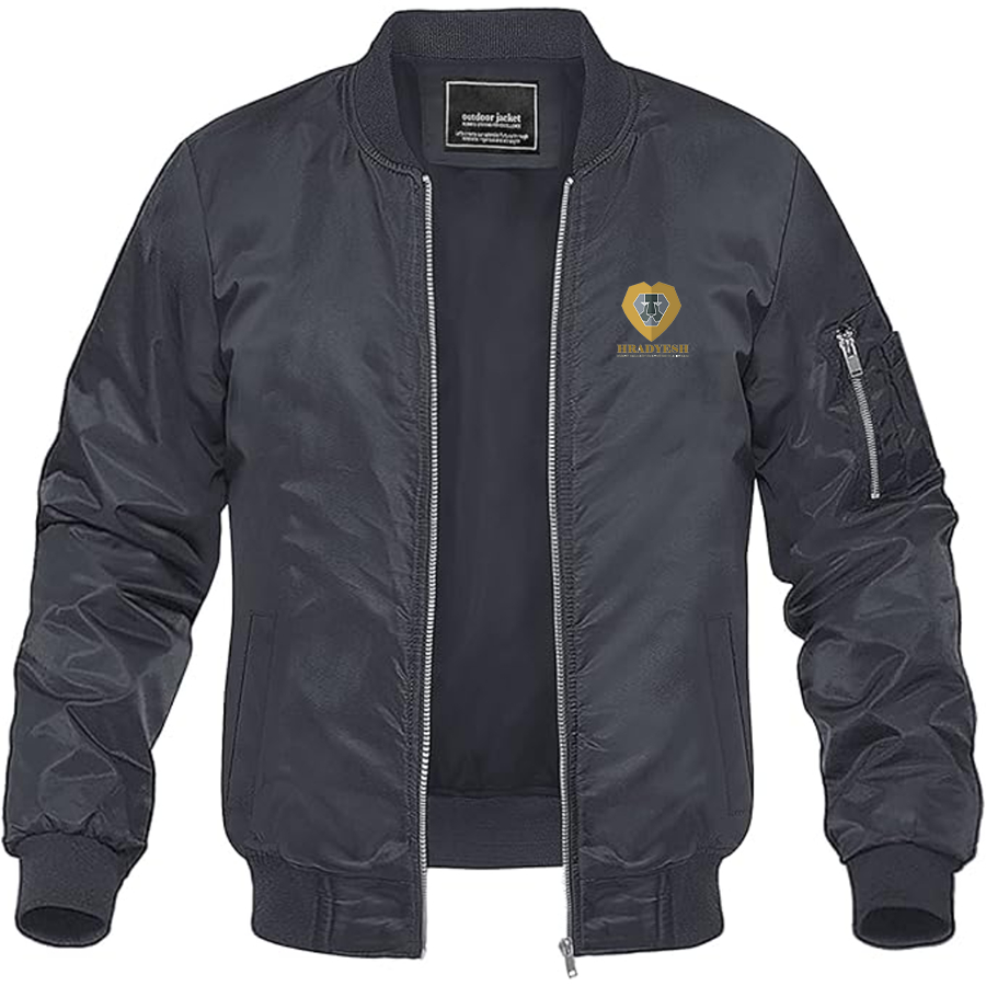 Men's Hradyesh Logo Lightweight Bomber Jacket Windbreaker Softshell Varsity Jacket Coat