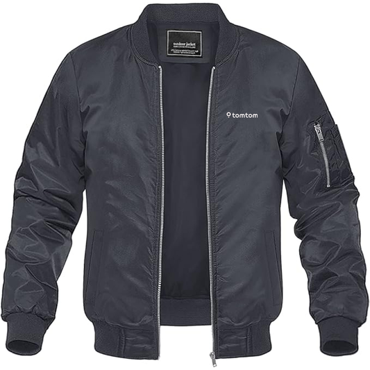 Men's TomTom Logo Lightweight Bomber Jacket Windbreaker Softshell Varsity Jacket Coat