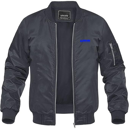 Men's UMM Logo Lightweight Bomber Jacket Windbreaker Softshell Varsity Jacket Coat