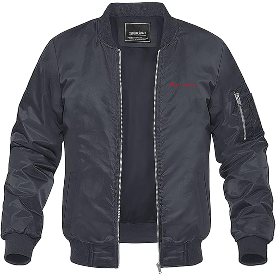 Men's Ryman Logo Lightweight Bomber Jacket Windbreaker Softshell Varsity Jacket Coat