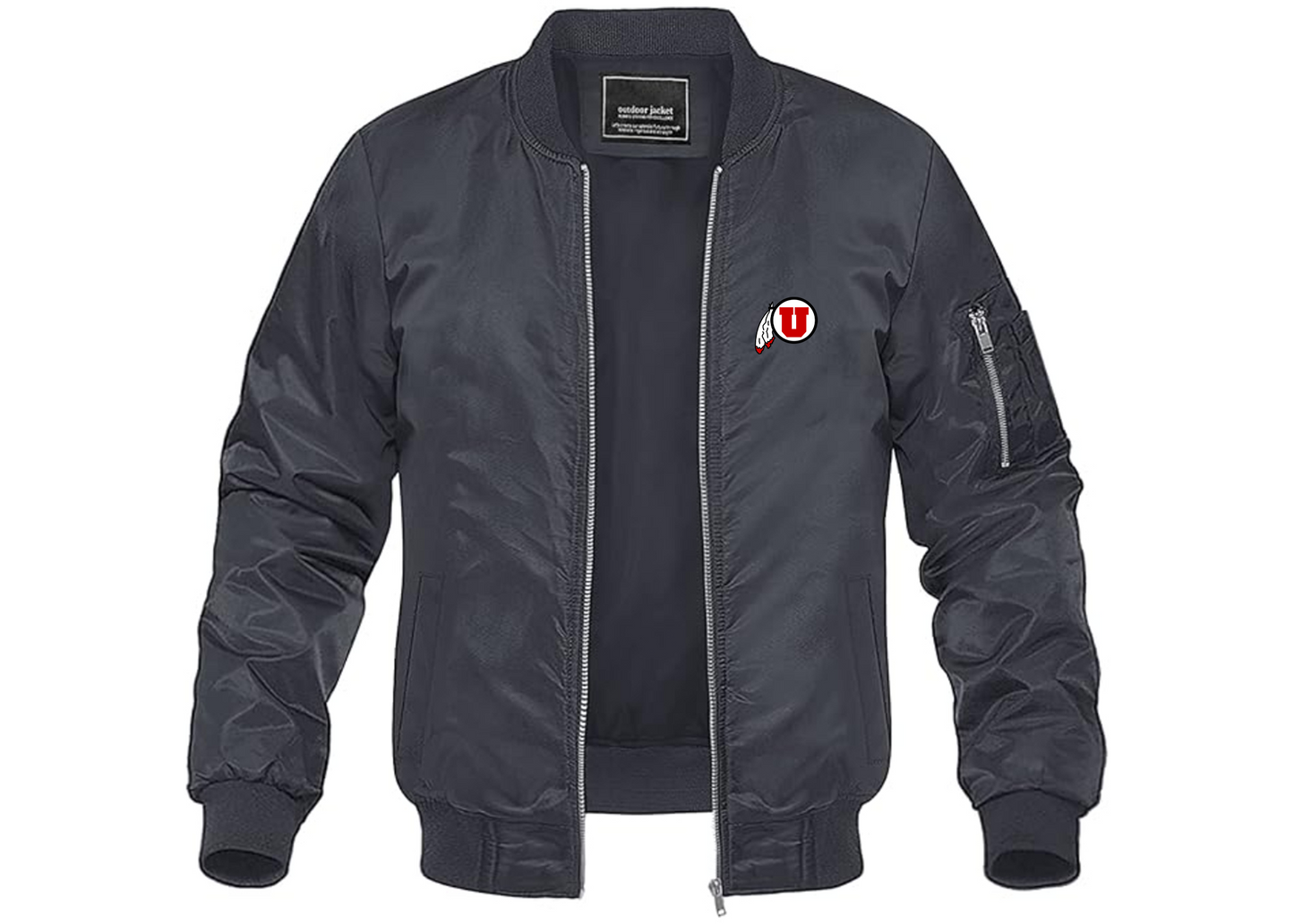 Men's Utah Utes Lightweight Bomber Jacket Windbreaker Softshell Varsity Jacket Coat