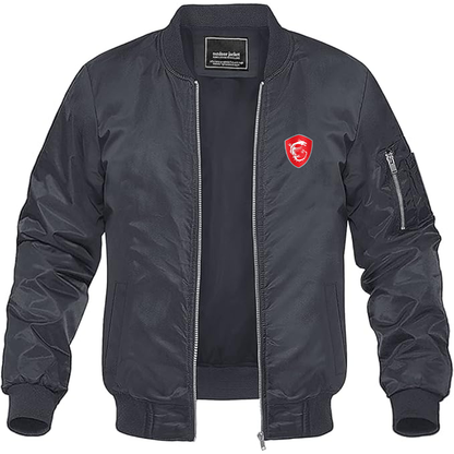 Men's MSI Symbol Logo Lightweight Bomber Jacket Windbreaker Softshell Varsity Jacket Coat