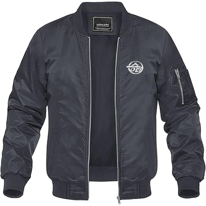 Men's Sungri Motor Plant Logo Lightweight Bomber Jacket Windbreaker Softshell Varsity Jacket Coat