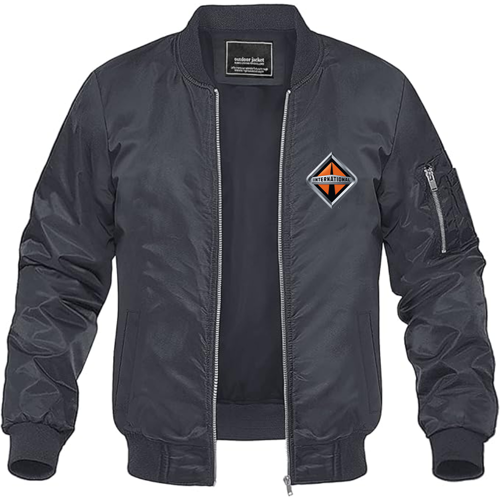 Men's International Trucks Logo Lightweight Bomber Jacket Windbreaker Softshell Varsity Jacket Coat