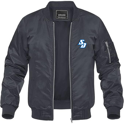 Men's San Diego Toreros Logo Lightweight Bomber Jacket Windbreaker Softshell Varsity Jacket Coat