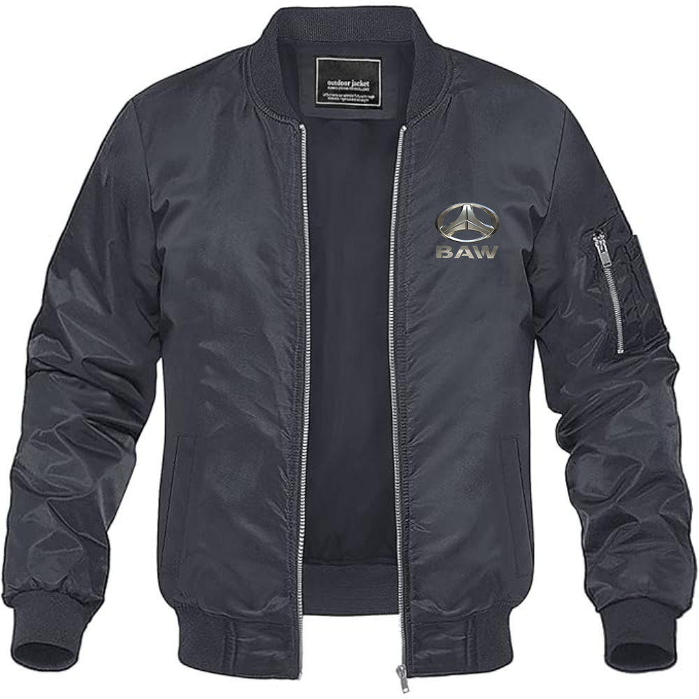 Men's Beijing Automobile Works Logo Lightweight Bomber Jacket Windbreaker Softshell Varsity Jacket Coat