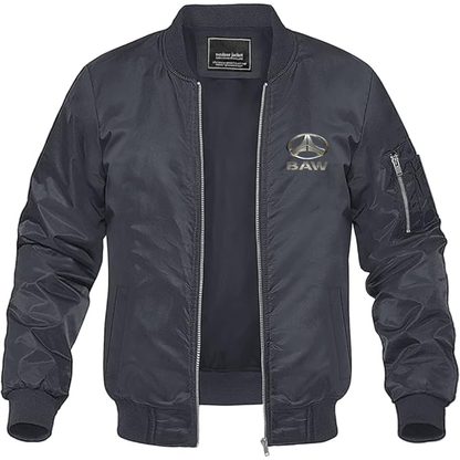 Men's Beijing Automobile Works Logo Lightweight Bomber Jacket Windbreaker Softshell Varsity Jacket Coat