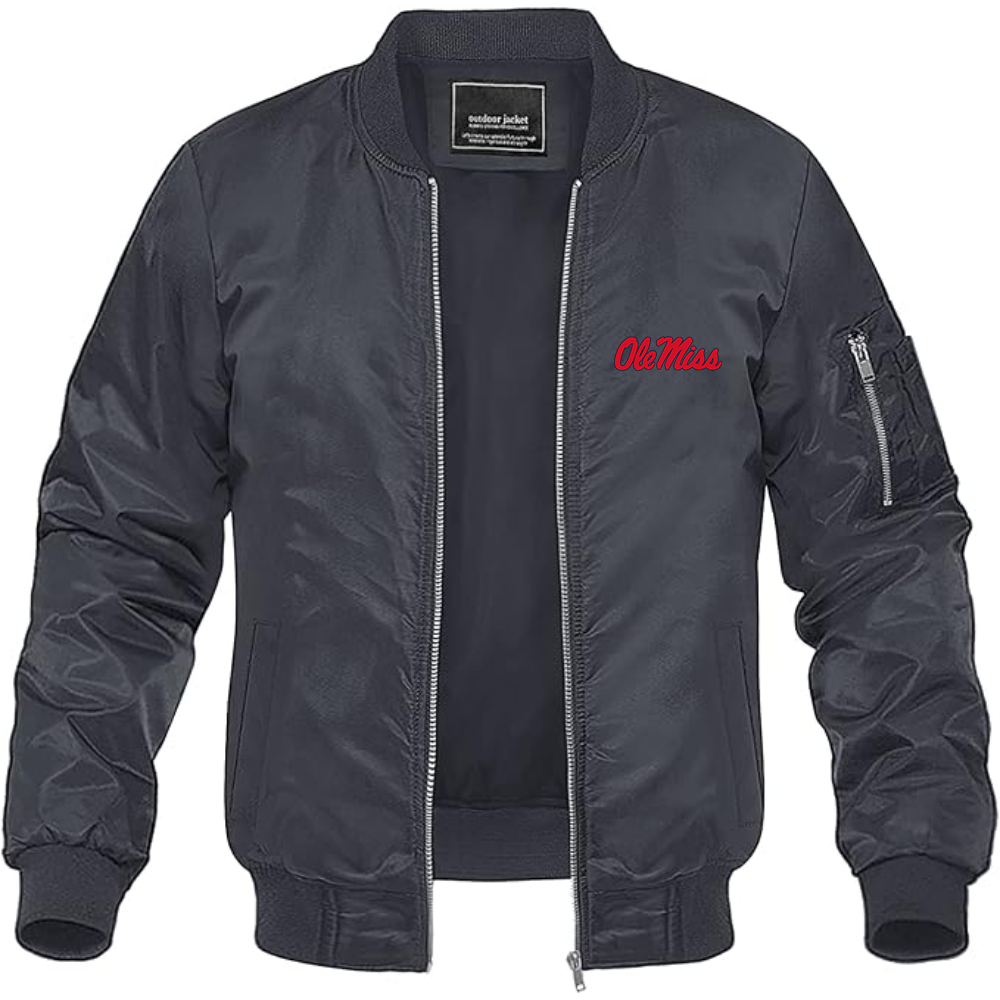 Men's Mississippi Rebels Logo Lightweight Bomber Jacket Windbreaker Softshell Varsity Jacket Coat