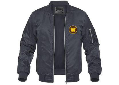 Men's Western Michigan Broncos Lightweight Bomber Jacket Windbreaker Softshell Varsity Jacket Coat