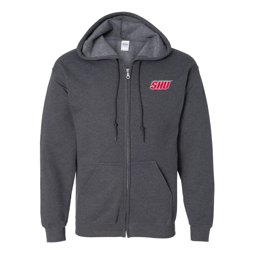 Men's Sacred Heart Pioneers Logo Gildan  Heavy Blend Full Zip Hooded Sweatshirt