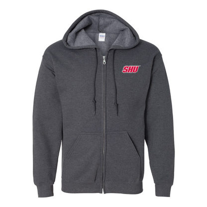 Men's Sacred Heart Pioneers Logo Gildan  Heavy Blend Full Zip Hooded Sweatshirt
