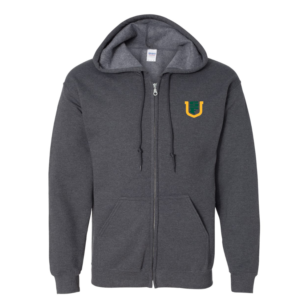 Men's San Francisco Dons Logo Gildan  Heavy Blend Full Zip Hooded Sweatshirt