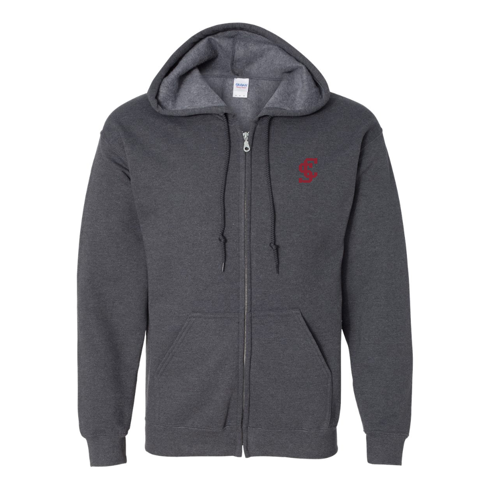 Men's Santa Clara Broncos Logo Gildan  Heavy Blend Full Zip Hooded Sweatshirt