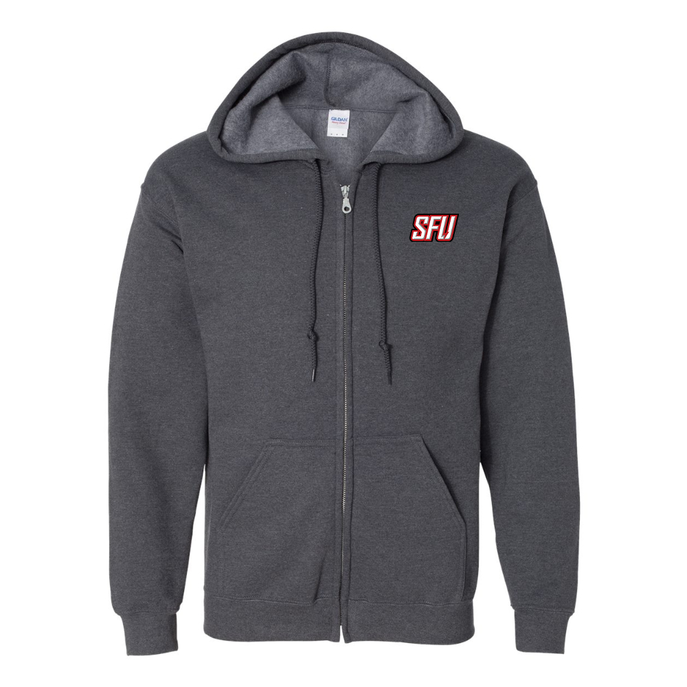 Men's Saint Francis Red Flash Logo Gildan  Heavy Blend Full Zip Hooded Sweatshirt