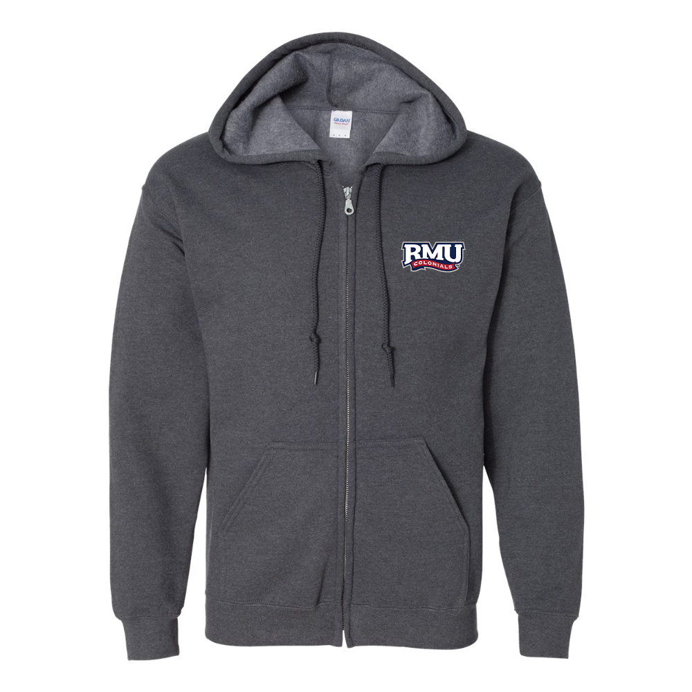 Men's Robert Morris Colonials Logo Gildan  Heavy Blend Full Zip Hooded Sweatshirt