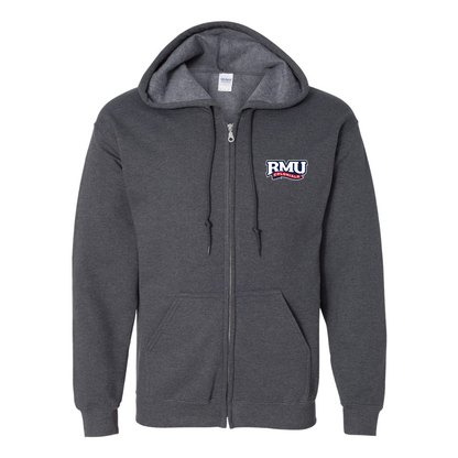 Men's Robert Morris Colonials Logo Gildan  Heavy Blend Full Zip Hooded Sweatshirt