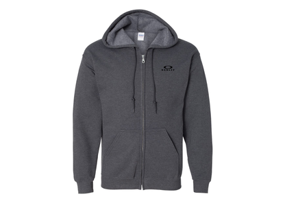 Men's Oakley Logo Gildan  Heavy Blend Full Zip Hooded Sweatshirt