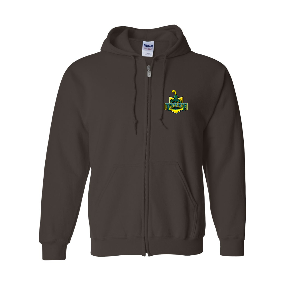 Men's Clarkson Golden Knights Gildan  Heavy Blend Full Zip Hooded Sweatshirt
