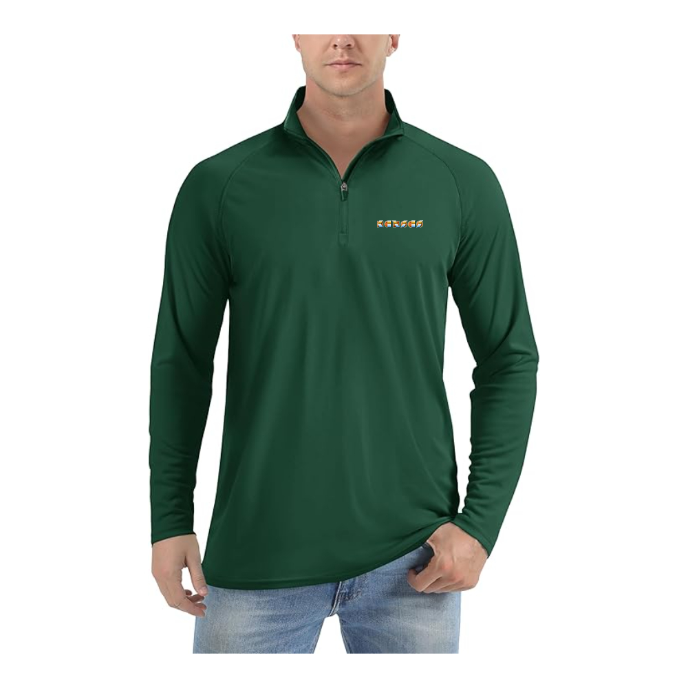 Men's Kansas Logo Lightweight Quarter-Zip Athletic Shirt Long Sleeve Performance Wear