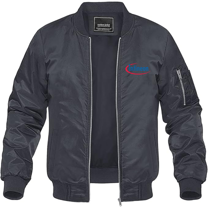Men's Infineon Logo Lightweight Bomber Jacket Windbreaker Softshell Varsity Jacket Coat