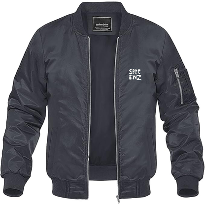 Men's Split Enz Logo Lightweight Bomber Jacket Windbreaker Softshell Varsity Jacket Coat