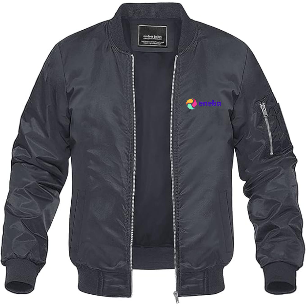 Men's Eneba Logo Lightweight Bomber Jacket Windbreaker Softshell Varsity Jacket Coat